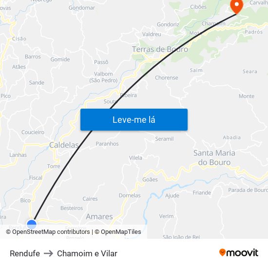 Rendufe to Chamoim e Vilar map