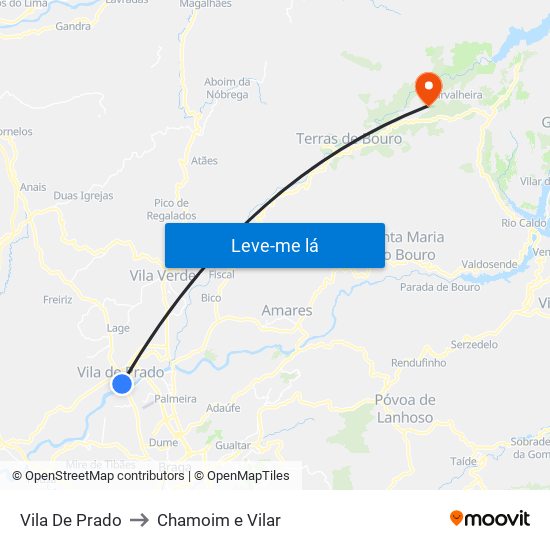 Vila De Prado to Chamoim e Vilar map