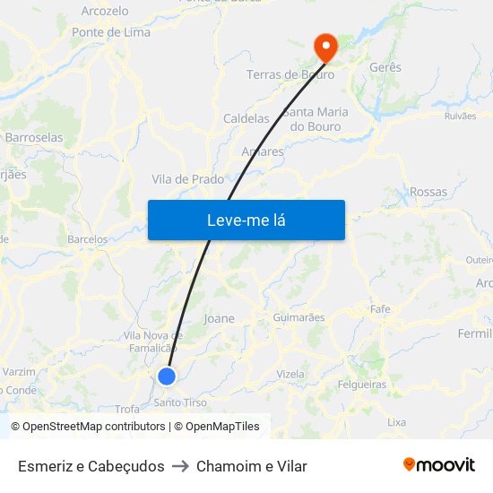 Esmeriz e Cabeçudos to Chamoim e Vilar map