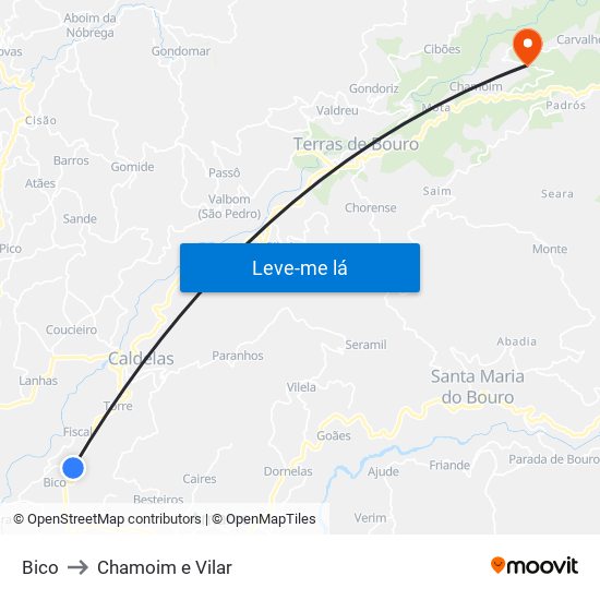 Bico to Chamoim e Vilar map
