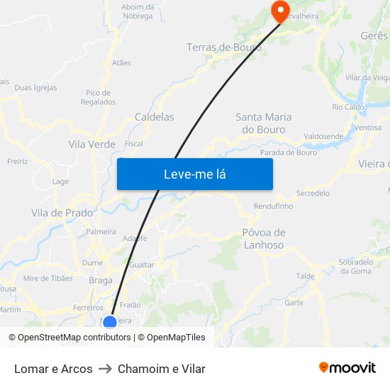 Lomar e Arcos to Chamoim e Vilar map