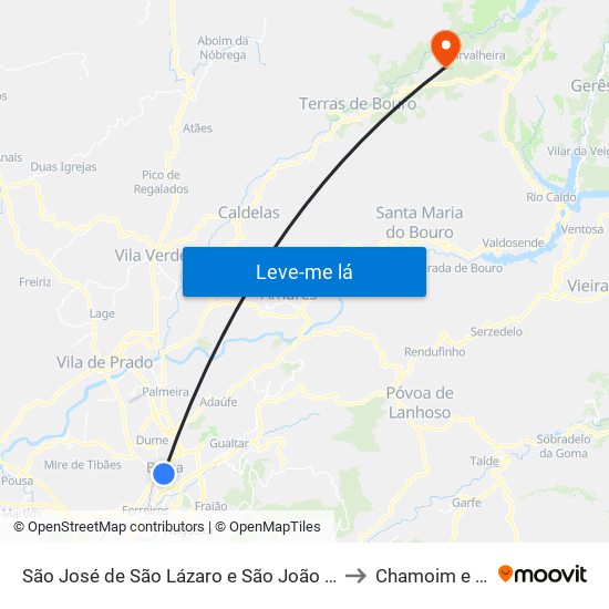 São José de São Lázaro e São João do Souto to Chamoim e Vilar map