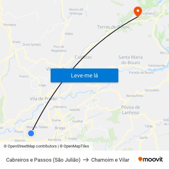 Cabreiros e Passos (São Julião) to Chamoim e Vilar map