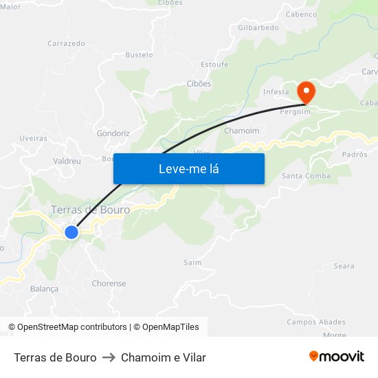 Terras de Bouro to Chamoim e Vilar map