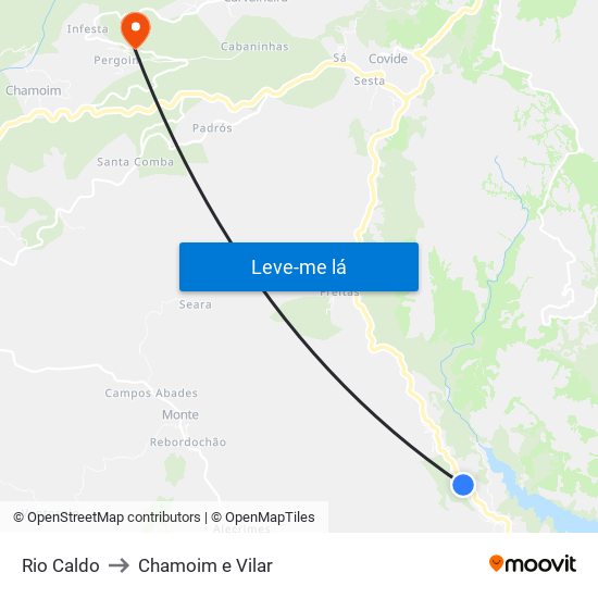 Rio Caldo to Chamoim e Vilar map