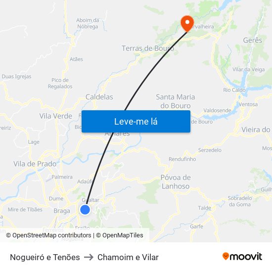 Nogueiró e Tenões to Chamoim e Vilar map