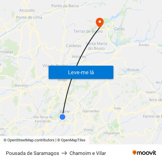 Pousada de Saramagos to Chamoim e Vilar map