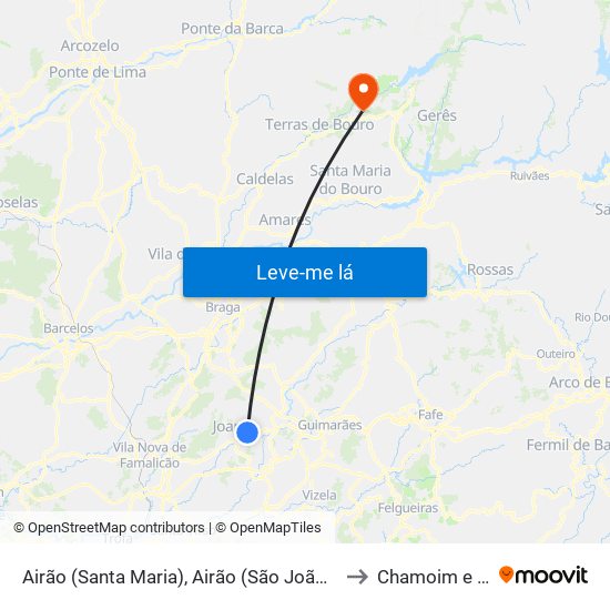 Airão (Santa Maria), Airão (São João) e Vermil to Chamoim e Vilar map