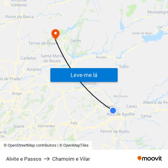 Alvite e Passos to Chamoim e Vilar map