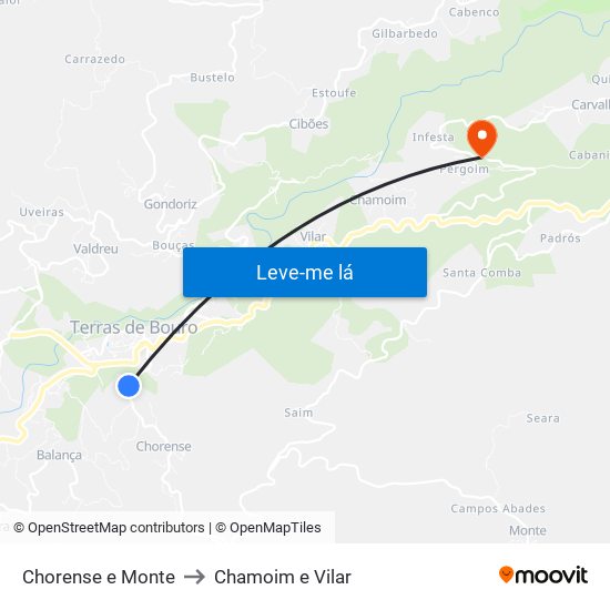 Chorense e Monte to Chamoim e Vilar map