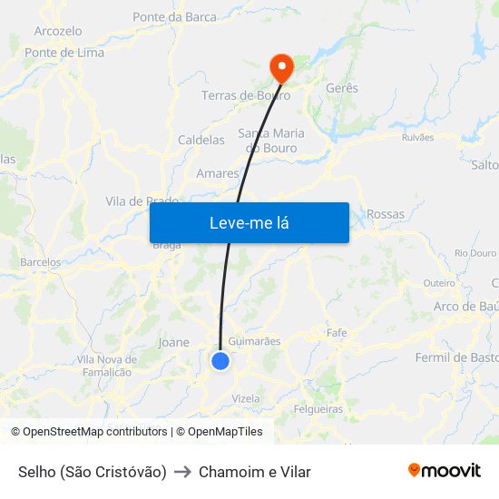 Selho (São Cristóvão) to Chamoim e Vilar map