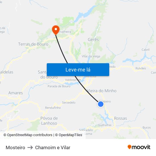 Mosteiro to Chamoim e Vilar map