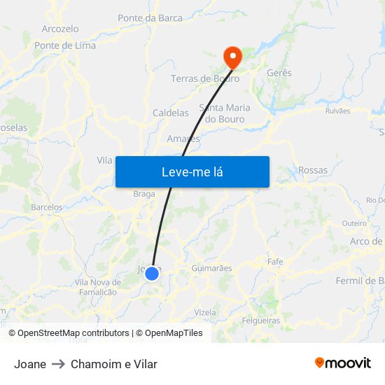 Joane to Chamoim e Vilar map