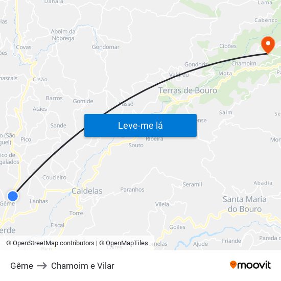 Gême to Chamoim e Vilar map