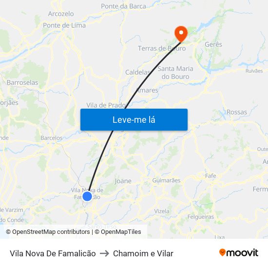 Vila Nova De Famalicão to Chamoim e Vilar map