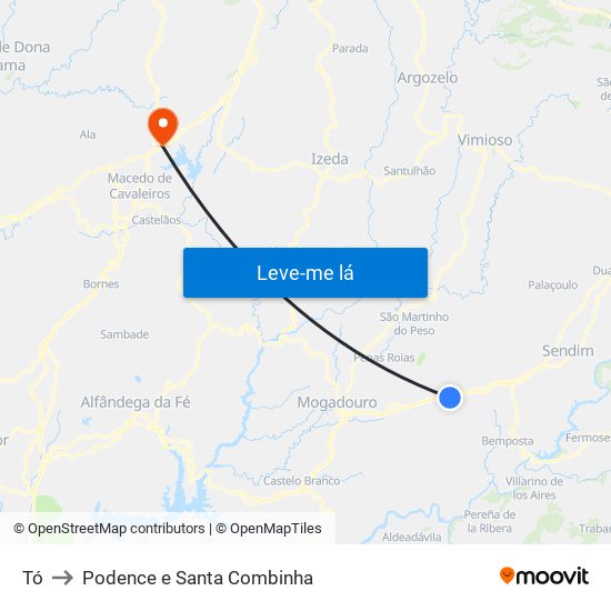 Tó to Podence e Santa Combinha map