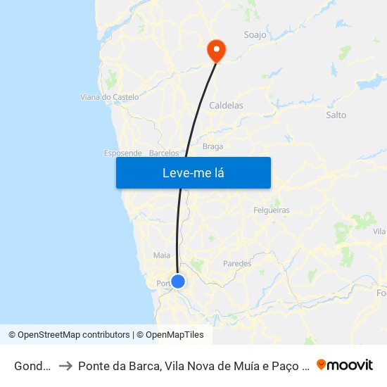 Gondomar to Ponte da Barca, Vila Nova de Muía e Paço Vedro de Magalhães map
