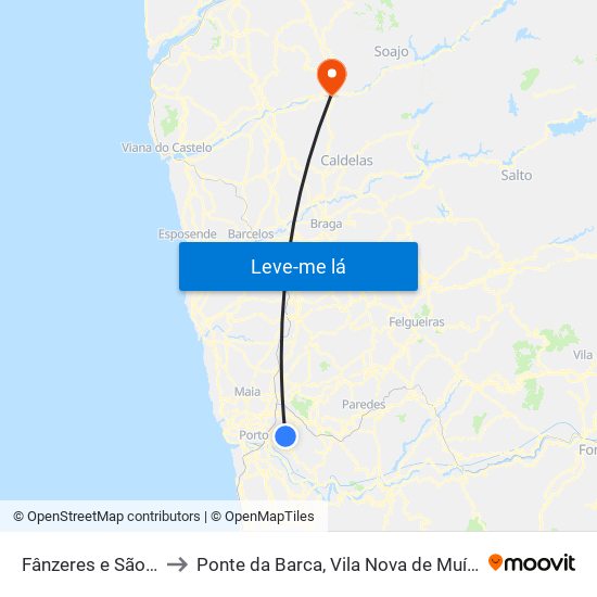 Fânzeres e São Pedro da Cova to Ponte da Barca, Vila Nova de Muía e Paço Vedro de Magalhães map