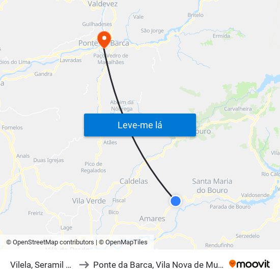 Vilela, Seramil e Paredes Secas to Ponte da Barca, Vila Nova de Muía e Paço Vedro de Magalhães map