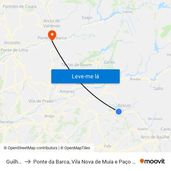 Guilhofrei to Ponte da Barca, Vila Nova de Muía e Paço Vedro de Magalhães map