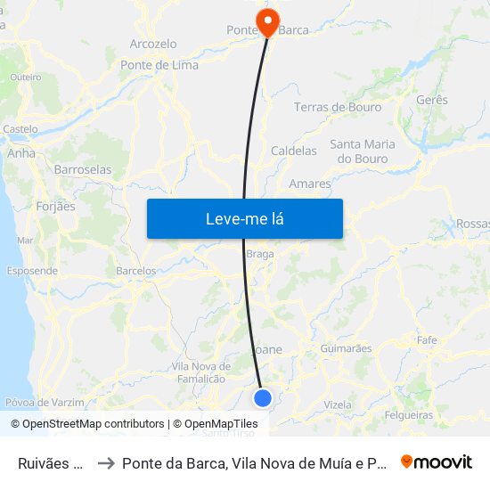 Ruivães e Novais to Ponte da Barca, Vila Nova de Muía e Paço Vedro de Magalhães map