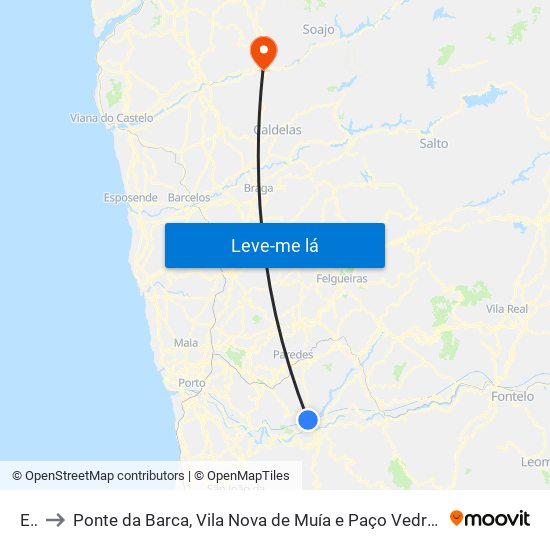 Eja to Ponte da Barca, Vila Nova de Muía e Paço Vedro de Magalhães map