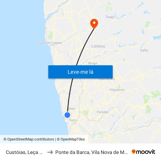 Custóias, Leça do Balio e Guifões to Ponte da Barca, Vila Nova de Muía e Paço Vedro de Magalhães map