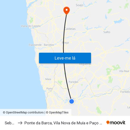 Sebolido to Ponte da Barca, Vila Nova de Muía e Paço Vedro de Magalhães map