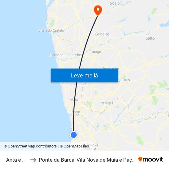 Anta e Guetim to Ponte da Barca, Vila Nova de Muía e Paço Vedro de Magalhães map