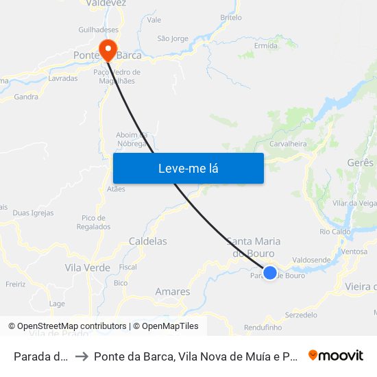 Parada do Bouro to Ponte da Barca, Vila Nova de Muía e Paço Vedro de Magalhães map