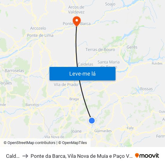 Caldelas to Ponte da Barca, Vila Nova de Muía e Paço Vedro de Magalhães map