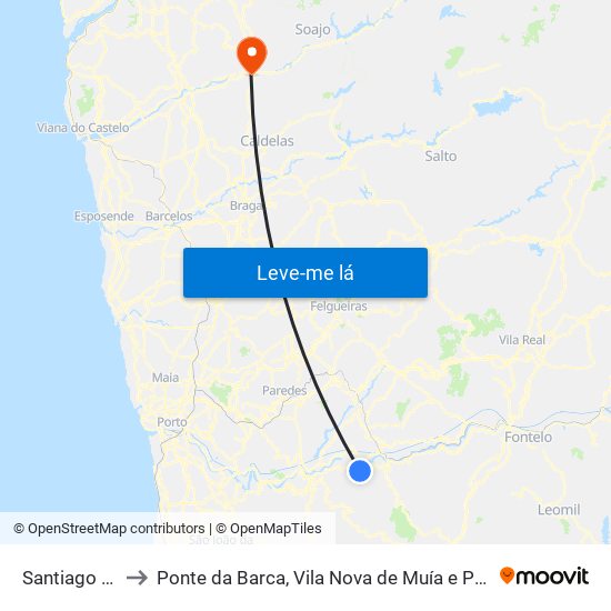 Santiago de Piães to Ponte da Barca, Vila Nova de Muía e Paço Vedro de Magalhães map