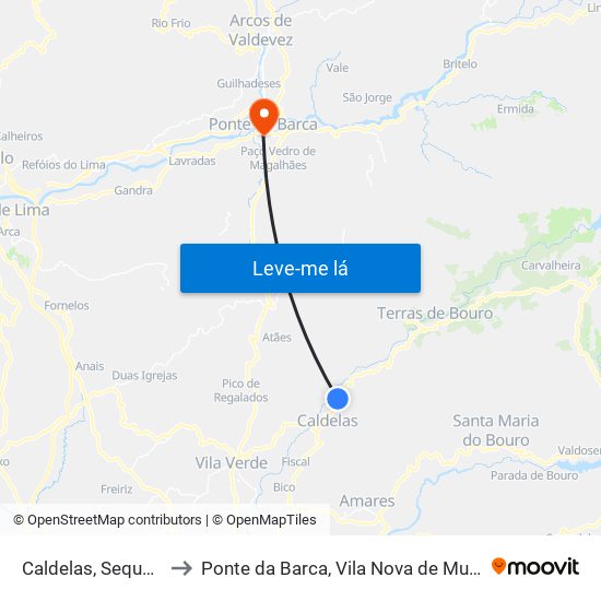 Caldelas, Sequeiros e Paranhos to Ponte da Barca, Vila Nova de Muía e Paço Vedro de Magalhães map