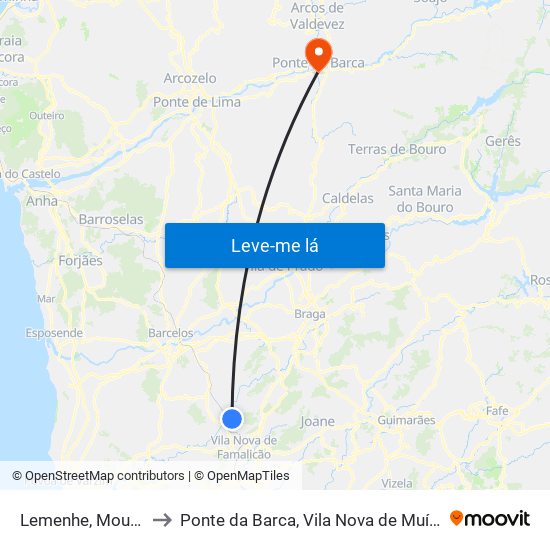 Lemenhe, Mouquim e Jesufrei to Ponte da Barca, Vila Nova de Muía e Paço Vedro de Magalhães map