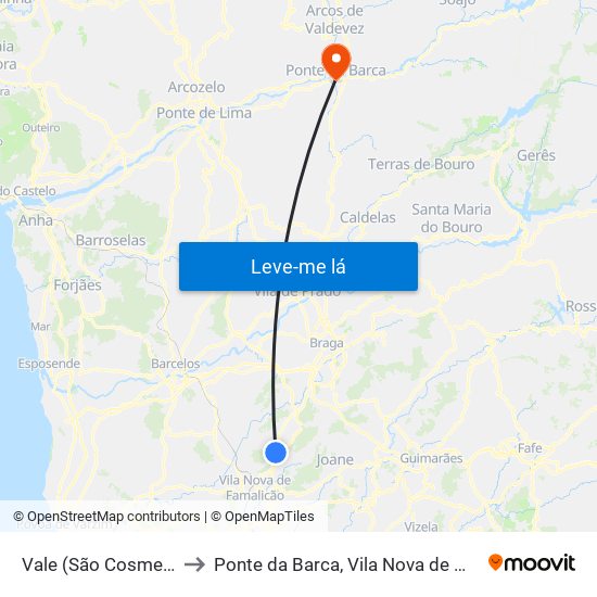 Vale (São Cosme), Telhado e Portela to Ponte da Barca, Vila Nova de Muía e Paço Vedro de Magalhães map