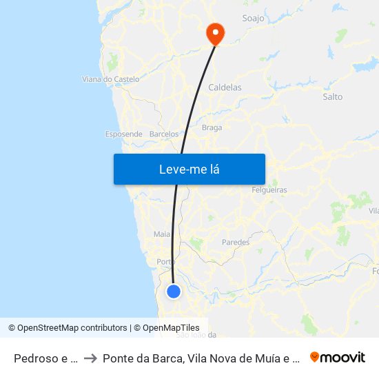 Pedroso e Seixezelo to Ponte da Barca, Vila Nova de Muía e Paço Vedro de Magalhães map