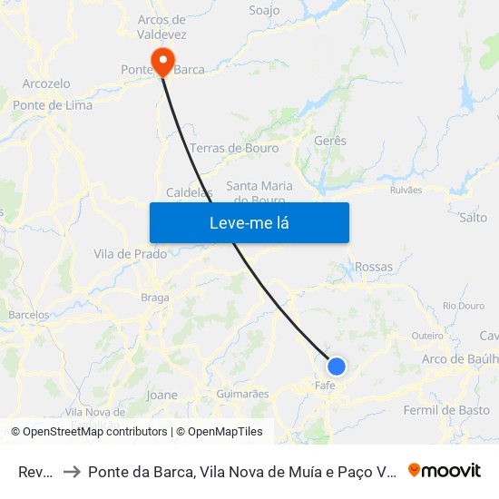 Revelhe to Ponte da Barca, Vila Nova de Muía e Paço Vedro de Magalhães map