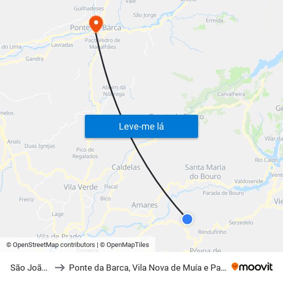 São João de Rei to Ponte da Barca, Vila Nova de Muía e Paço Vedro de Magalhães map