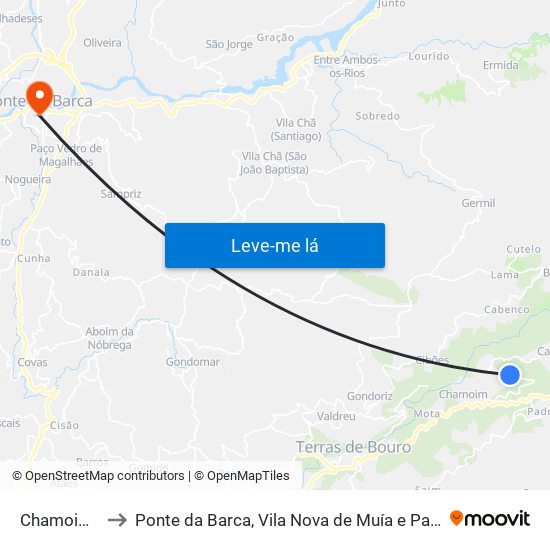 Chamoim e Vilar to Ponte da Barca, Vila Nova de Muía e Paço Vedro de Magalhães map