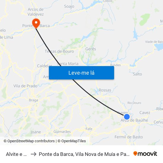 Alvite e Passos to Ponte da Barca, Vila Nova de Muía e Paço Vedro de Magalhães map