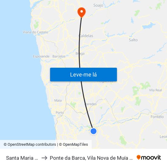Santa Maria de Sardoura to Ponte da Barca, Vila Nova de Muía e Paço Vedro de Magalhães map