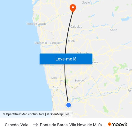 Canedo, Vale e Vila Maior to Ponte da Barca, Vila Nova de Muía e Paço Vedro de Magalhães map