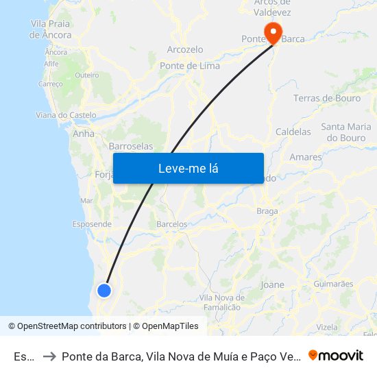 Estela to Ponte da Barca, Vila Nova de Muía e Paço Vedro de Magalhães map