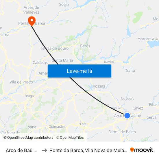 Arco de Baúlhe e Vila Nune to Ponte da Barca, Vila Nova de Muía e Paço Vedro de Magalhães map