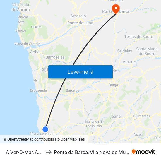 A Ver-O-Mar, Amorim e Terroso to Ponte da Barca, Vila Nova de Muía e Paço Vedro de Magalhães map