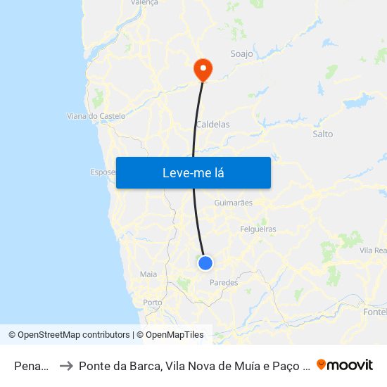 Penamaior to Ponte da Barca, Vila Nova de Muía e Paço Vedro de Magalhães map