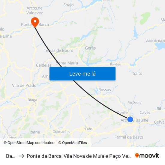 Basto to Ponte da Barca, Vila Nova de Muía e Paço Vedro de Magalhães map