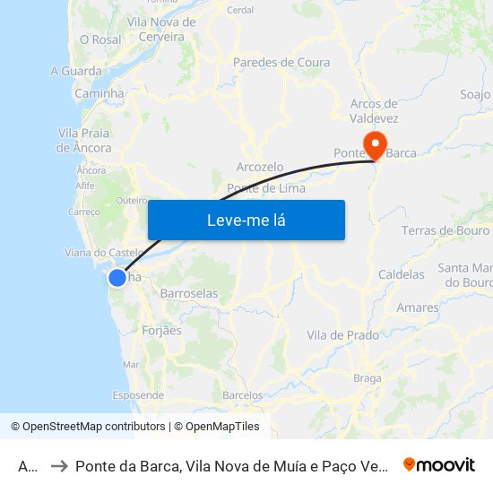 Anha to Ponte da Barca, Vila Nova de Muía e Paço Vedro de Magalhães map