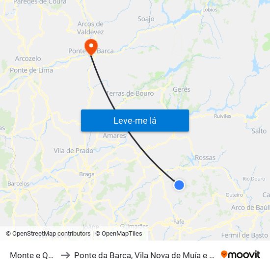 Monte e Queimadela to Ponte da Barca, Vila Nova de Muía e Paço Vedro de Magalhães map