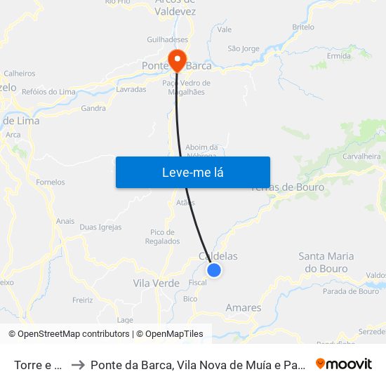 Torre e Portela to Ponte da Barca, Vila Nova de Muía e Paço Vedro de Magalhães map